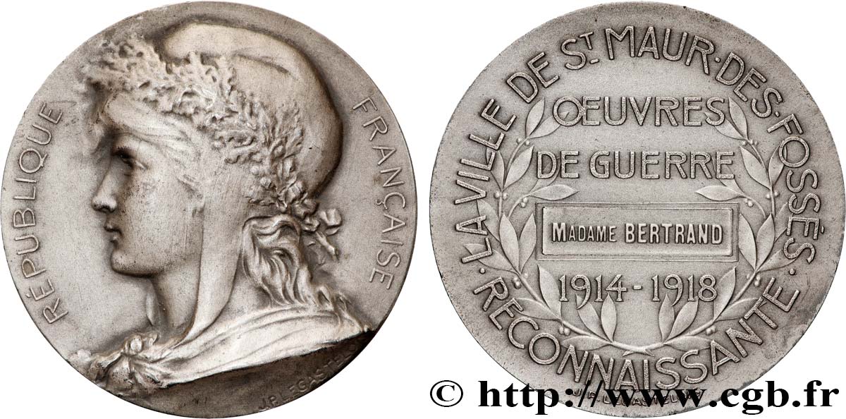 TERCERA REPUBLICA FRANCESA Médaille, Oeuvres de guerre MBC+/EBC