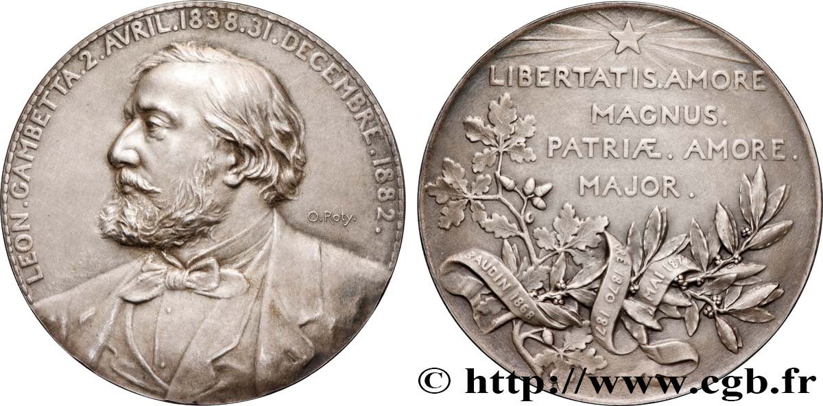 TROISIÈME RÉPUBLIQUE Médaille, Décès de Léon Gambetta SUP