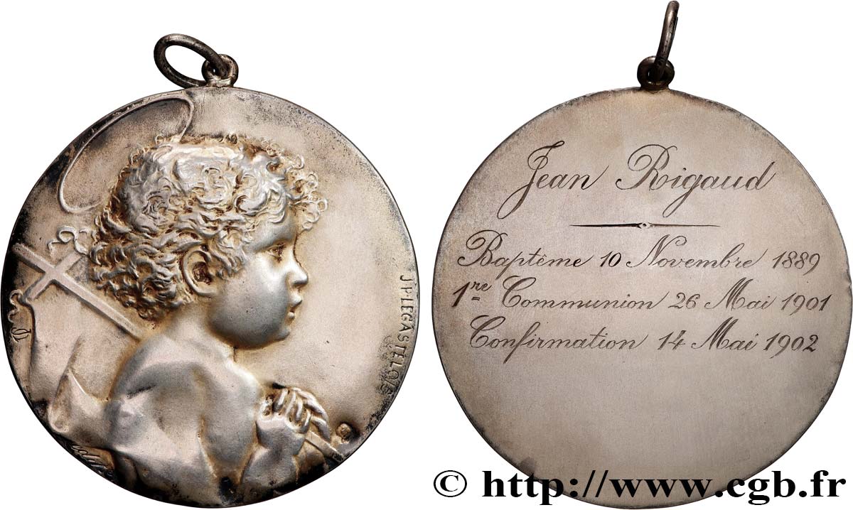 DRITTE FRANZOSISCHE REPUBLIK Médaille de baptême, première communion et confirmation fVZ