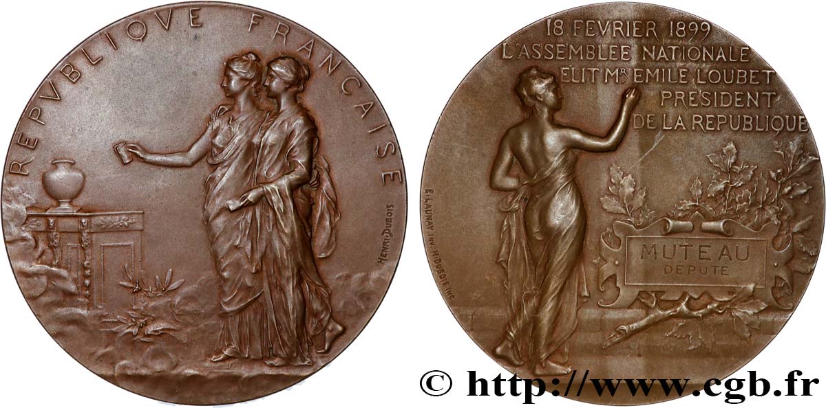 III REPUBLIC Médaille, Élection d’Émile Loubet AU
