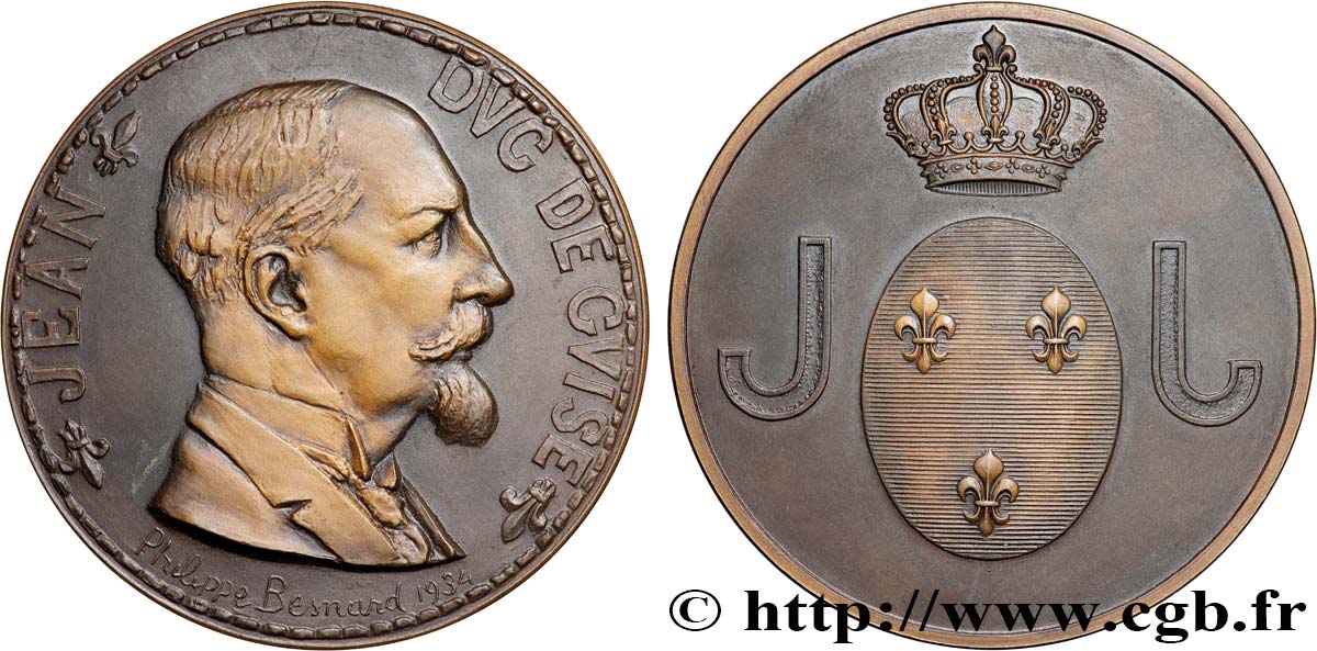 III REPUBLIC Médaille, Jean, duc de Guise AU
