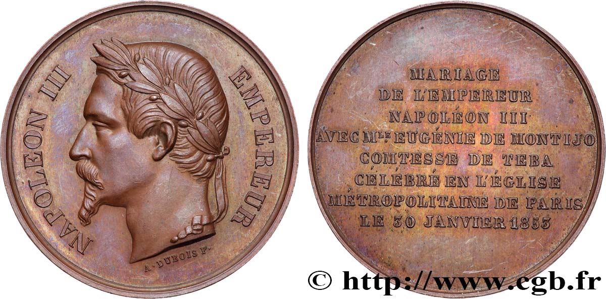ZWEITES KAISERREICH Médaille, Mariage de Napoléon III et Eugénie VZ