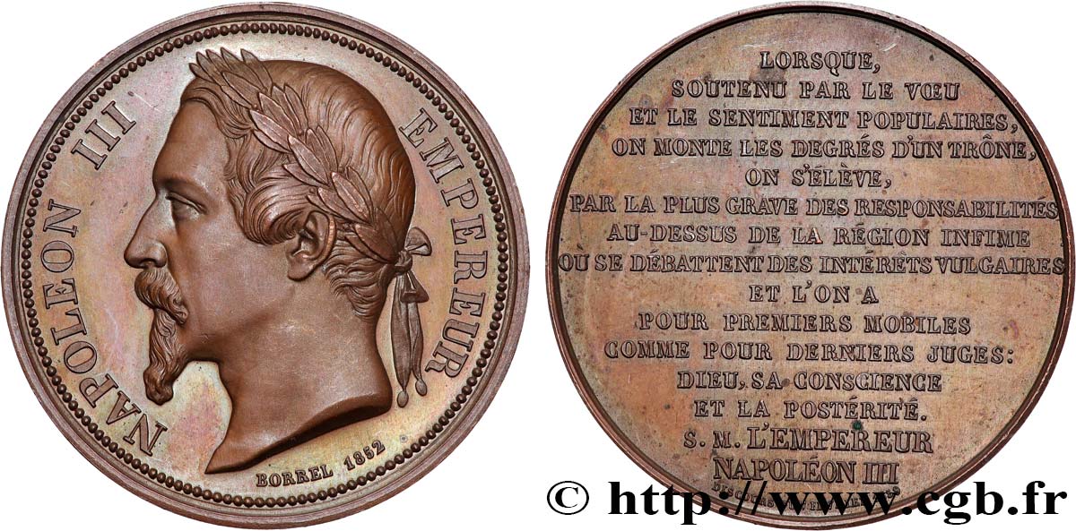 SECONDO IMPERO FRANCESE Médaille, Discours de l’empereur SPL