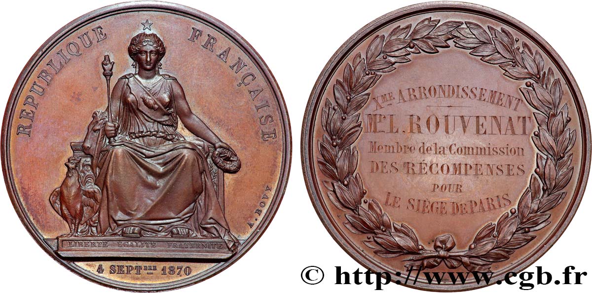 III REPUBLIC Médaille, Commission des récompenses pour le siège de Paris MS