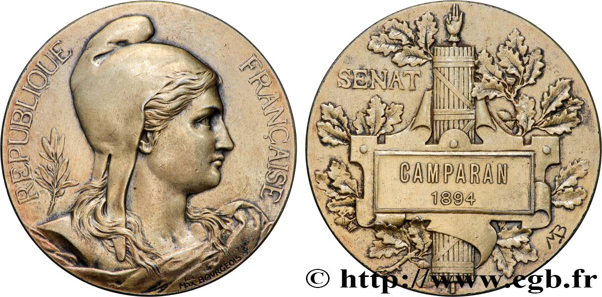 III REPUBLIC Médaille, Sénat, Victor Camparan AU