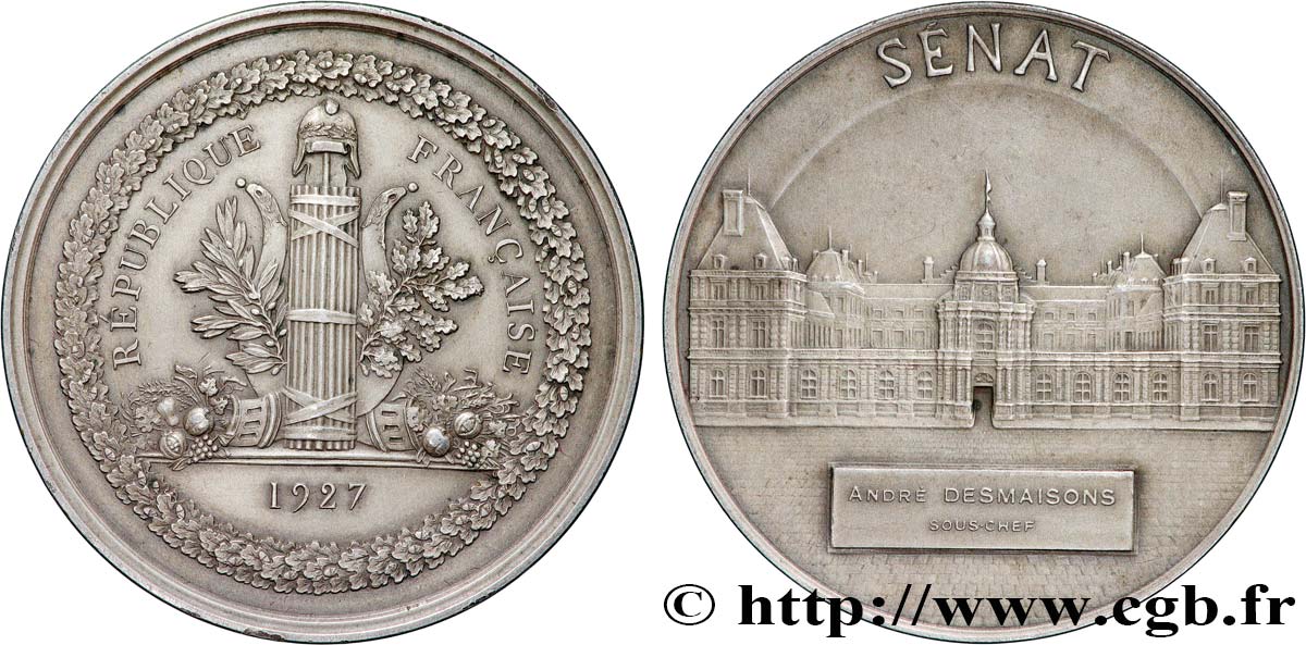 TERZA REPUBBLICA FRANCESE Médaille, Sénat, Sous-chef q.SPL