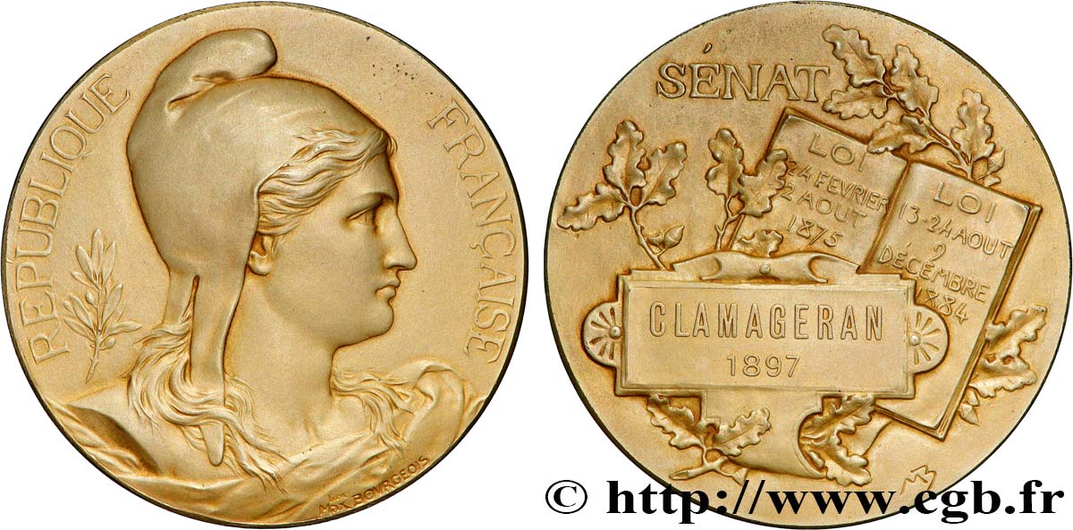 III REPUBLIC Médaille, Sénat, Jean-Jules Clamageran AU