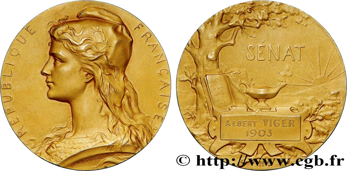 TERCERA REPUBLICA FRANCESA Médaille, Sénat, Albert Viger EBC