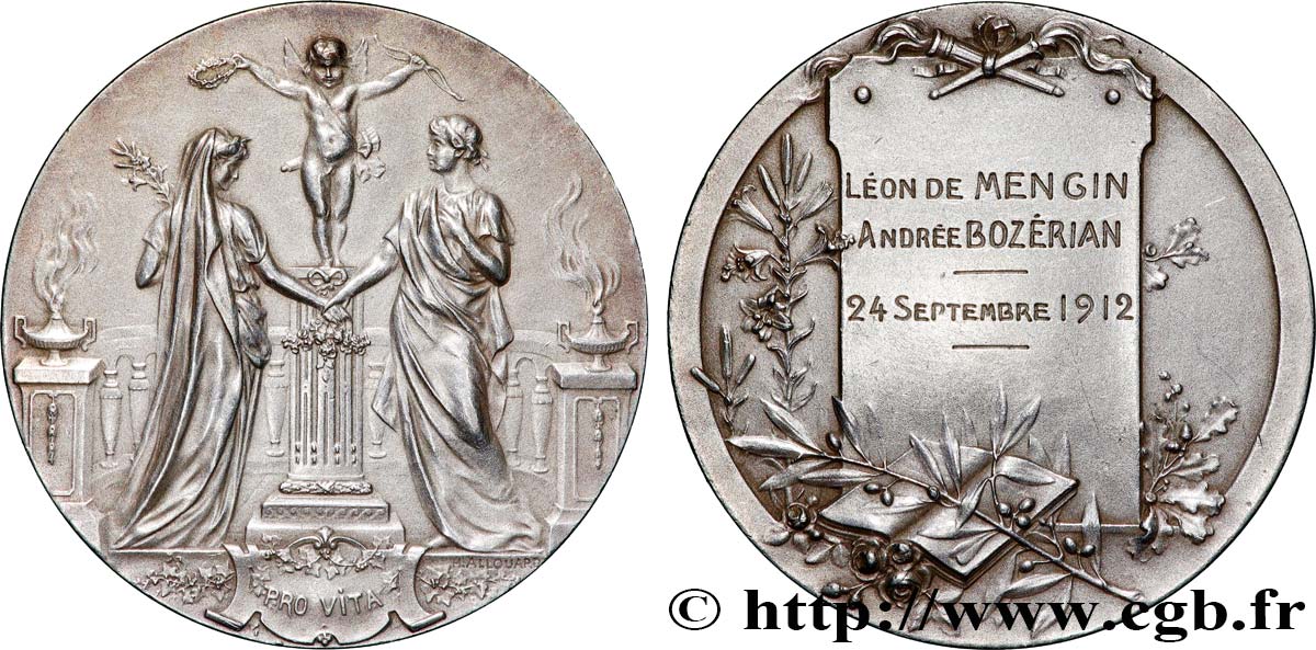 III REPUBLIC Médaille de mariage AU