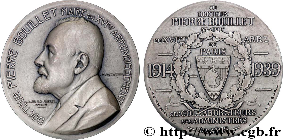 III REPUBLIC Médaille, Hommage au docteur Pierre Bouillet AU