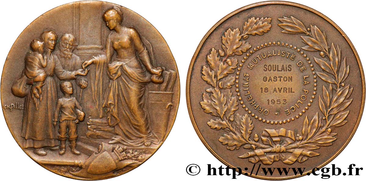 QUARTA REPUBBLICA FRANCESE Médaille, L’Orphelinat mutualiste de la Police q.SPL