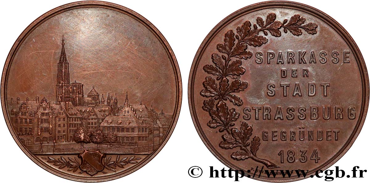 LES CAISSES D ÉPARGNE Médaille, Création de la Caisse d’Epargne de Strasbourg SS/fVZ