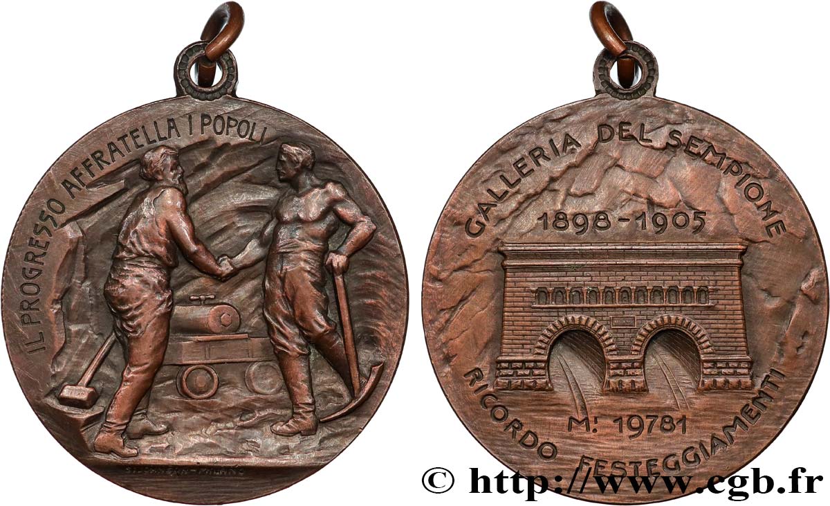 ITALIEN - ITALIEN KÖNIGREICH - VIKTOR EMANUEL III. Médaille, Tunnel du Simplon fVZ