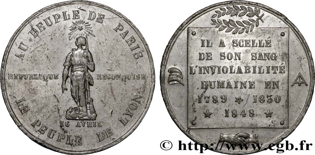 SECOND REPUBLIC Médaille, Au Peuple de Paris XF