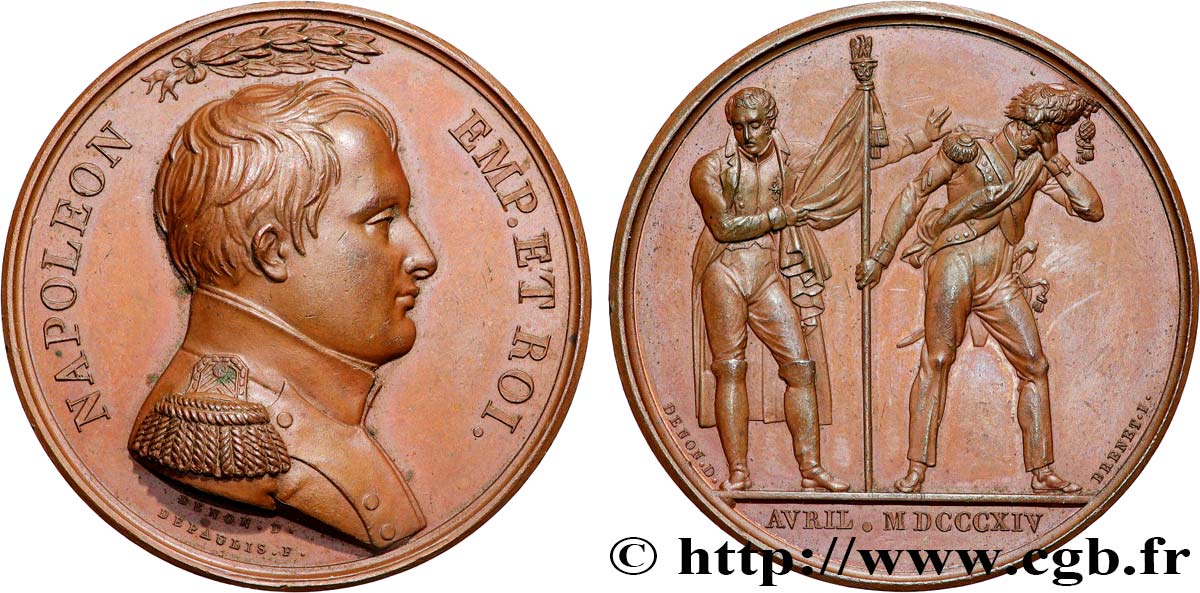 LUIGI FILIPPO I Médaille, Napoléon prend congé de la Garde à Fontainebleau q.SPL