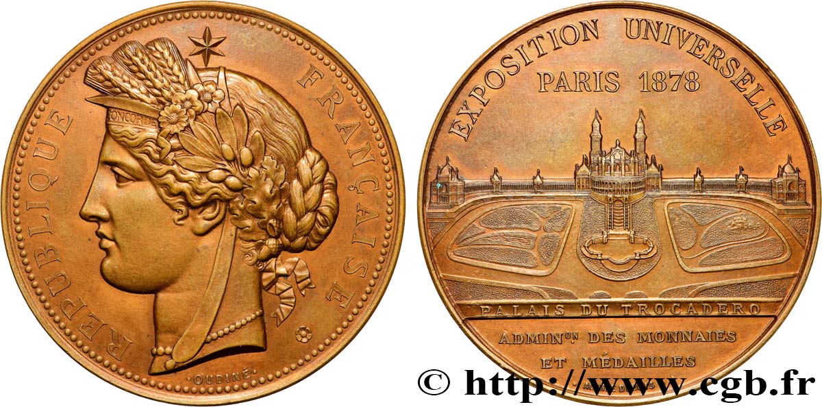 III REPUBLIC Médaille, Palais du Trocadéro, Exposition Universelle AU/AU