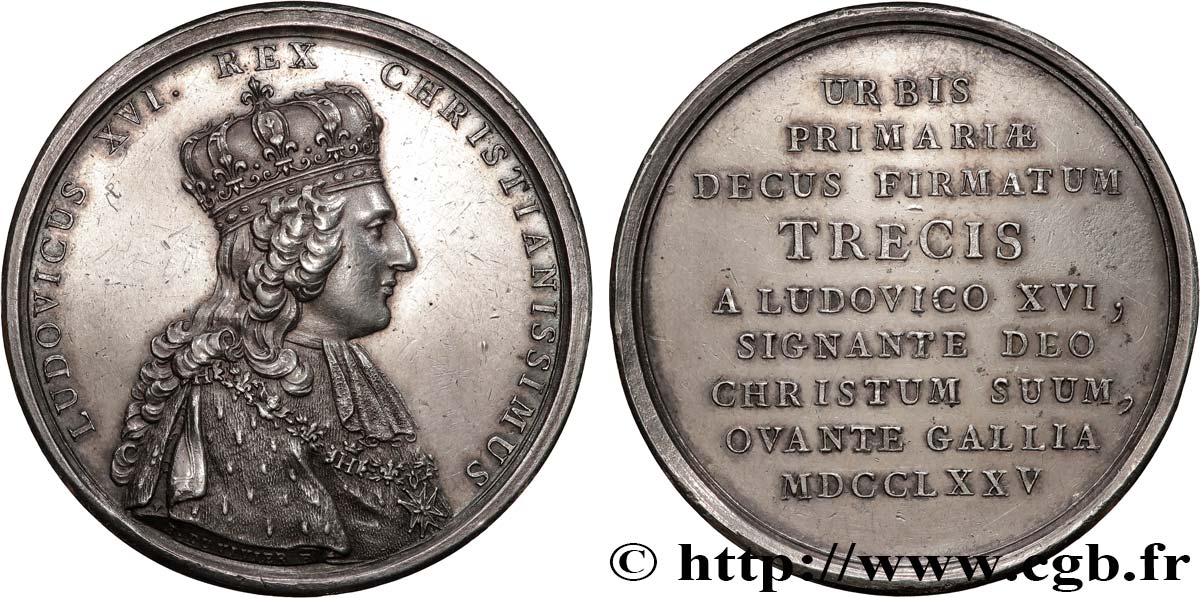 LOUIS XVI Médaille, Sacre du Roi et vœux de la ville de Troyes TTB+/TTB