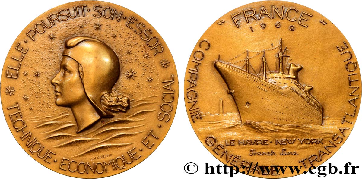 CINQUIÈME RÉPUBLIQUE Médaille, Paquebot France SUP