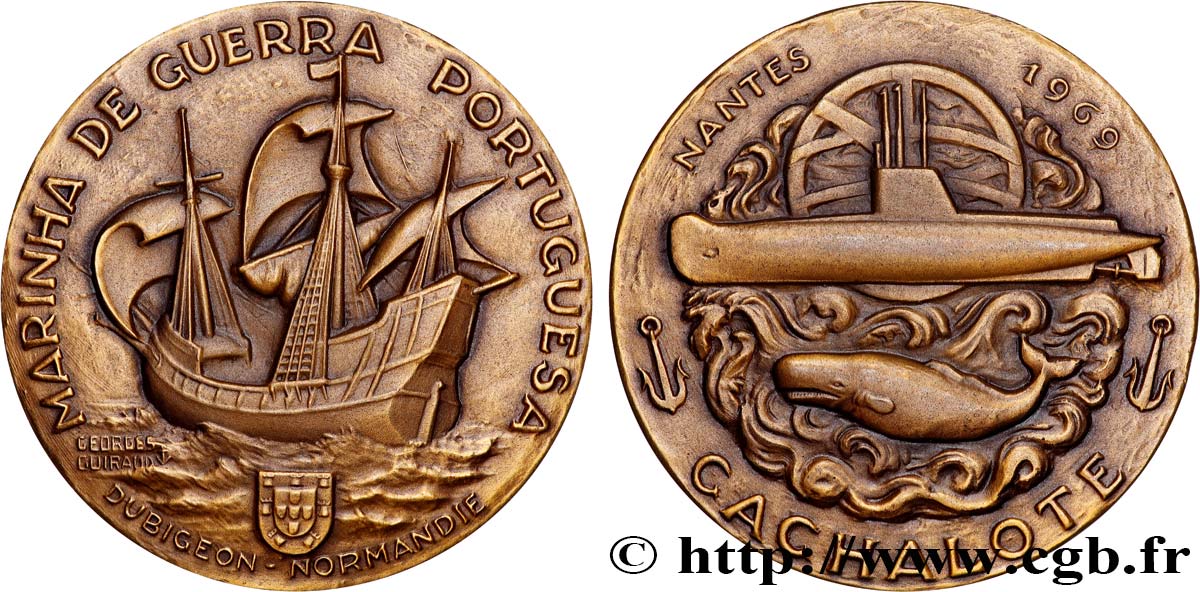 QUINTA REPUBLICA FRANCESA Médaille, Chantier Dubigeon, NRP Cachalote EBC