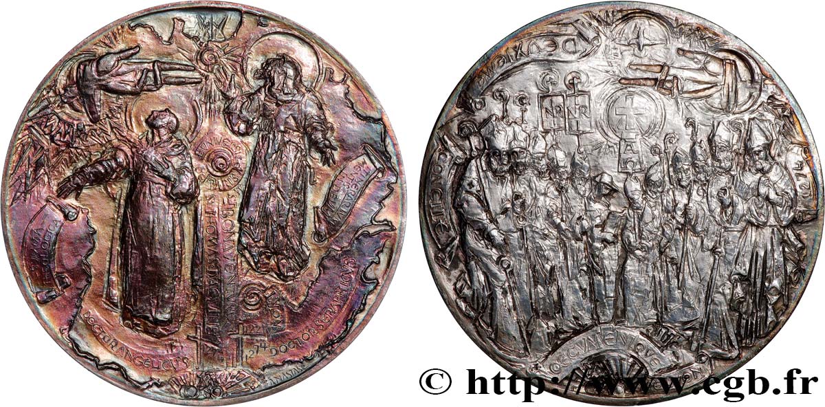 VATICAN ET ÉTATS PONTIFICAUX Médaille, Septième centenaire du Deuxième concile Oécuminaque de Lyon TTB+