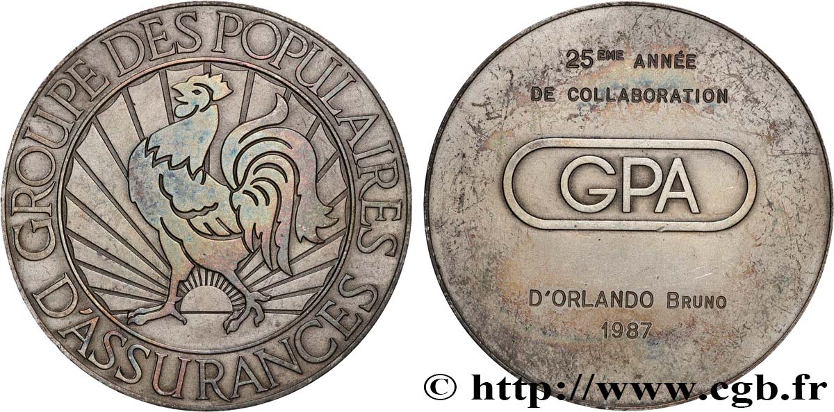 QUINTA REPUBBLICA FRANCESE Médaille, Groupe des Populaires d’Assurances q.SPL