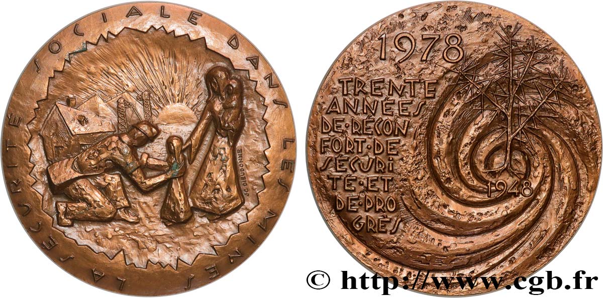 MINES AND FORGES Médaille, Sécurité sociale dans les mines, 30 ans AU/AU