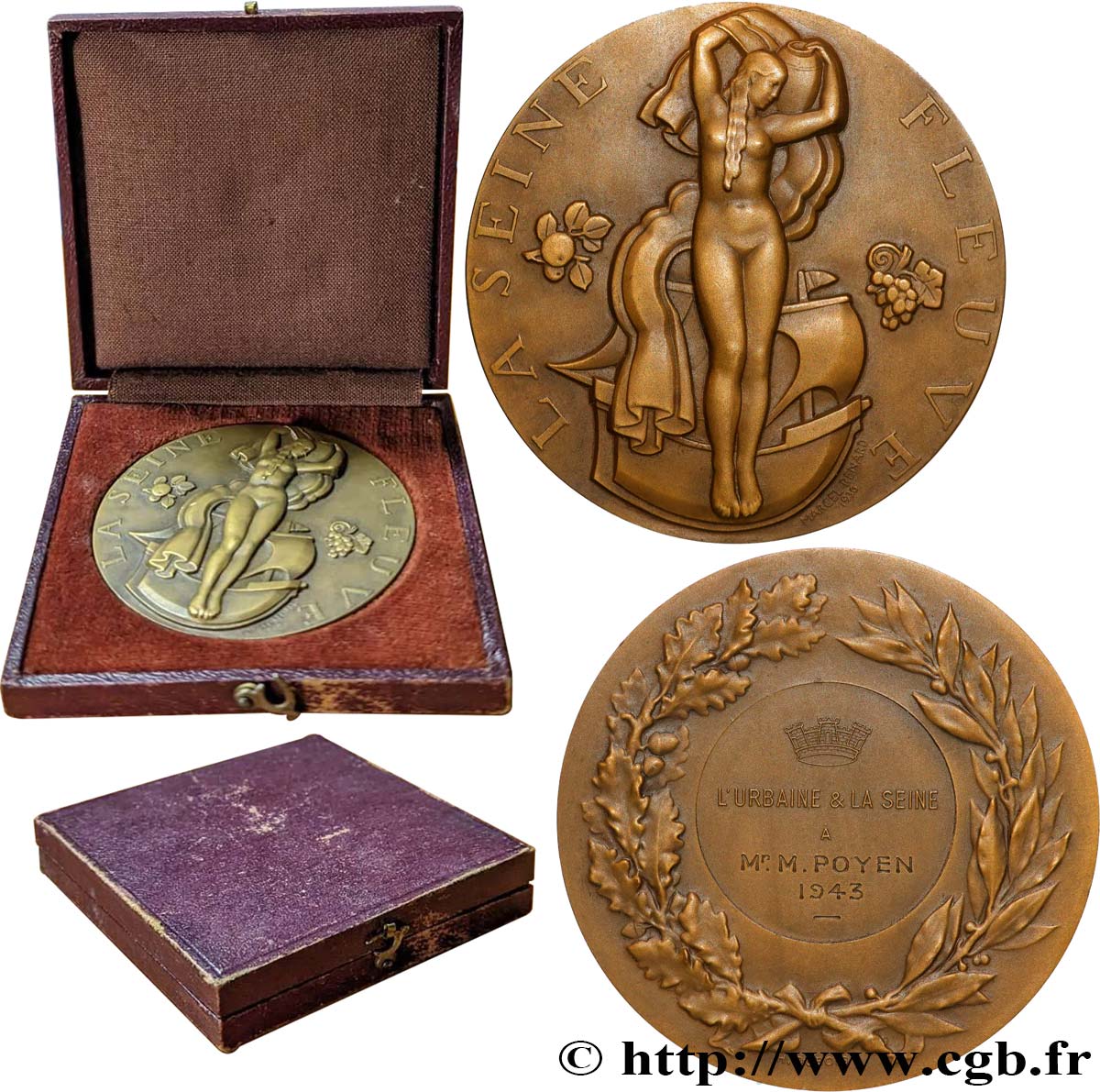 ETAT FRANÇAIS Médaille, La Seine Fleuve, L’Urbaine et la Seine AU