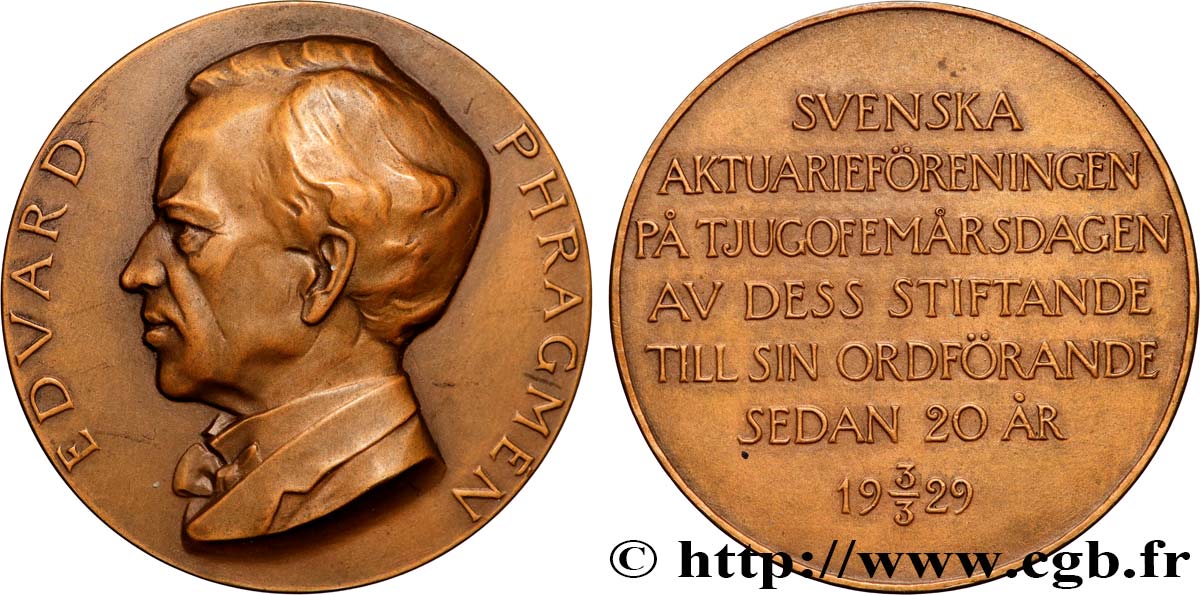 SUÈDE Médaille, 25e anniversaire de fondation, Svenska Aktuarieföreningen EBC
