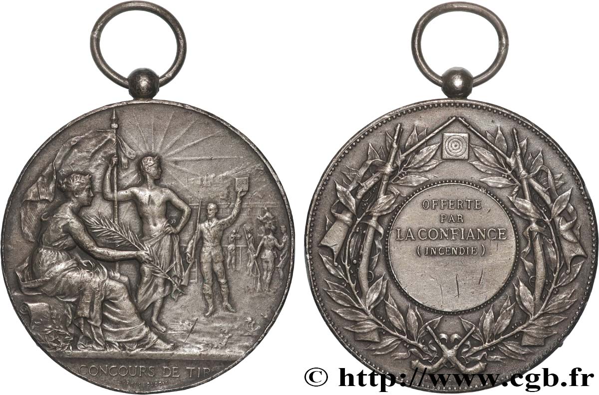TIR ET ARQUEBUSE Médaille, Offerte par la Confiance (Incendie) TTB