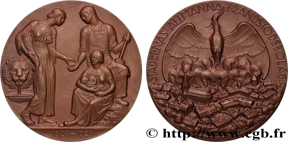SUÈDE Médaille, Centenaire de la Compagnie générale d’incendies des villes, Stadernas AU