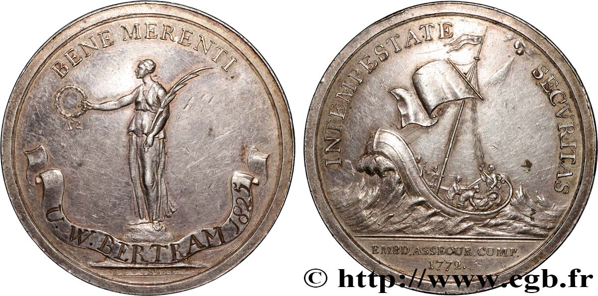 ALLEMAGNE - ROYAUME DE HANOVRE - GEORGES IV Médaille, Emdener Assecuranz-Compagnie TTB