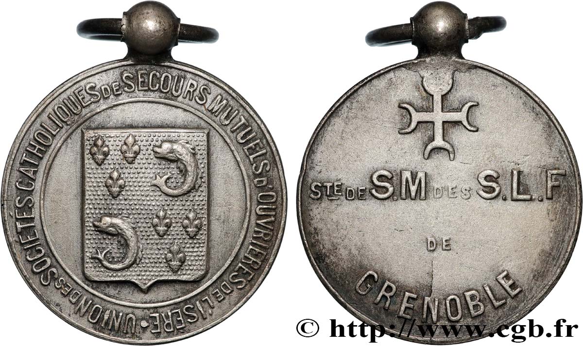 ASSURANCES Médaille, Union des sociétés catholiques de secours mutuels d’ouvriers de l’Isère TB+