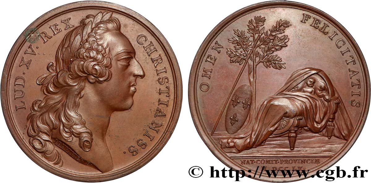 LOUIS XV THE BELOVED Médaille, Naissance du futur Louis XVIII AU