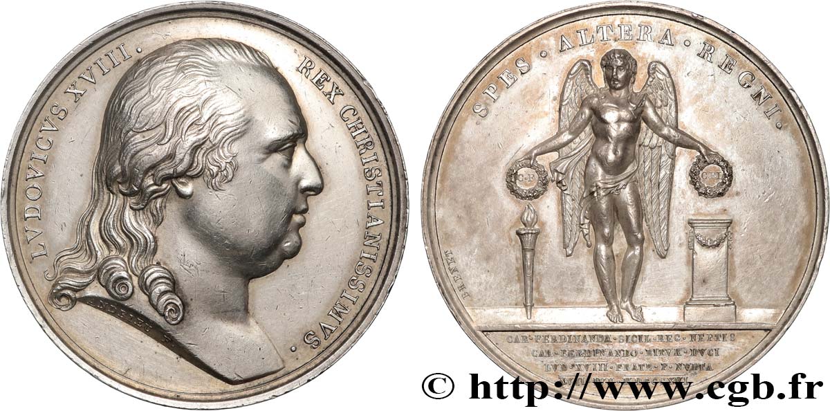 LUIGI XVIII Médaille, Mariage du duc de Berry q.SPL