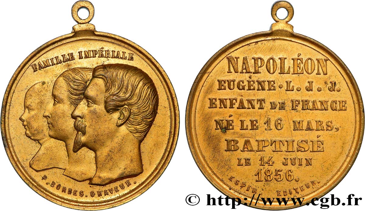 SECOND EMPIRE Médaille, Baptême du prince AU