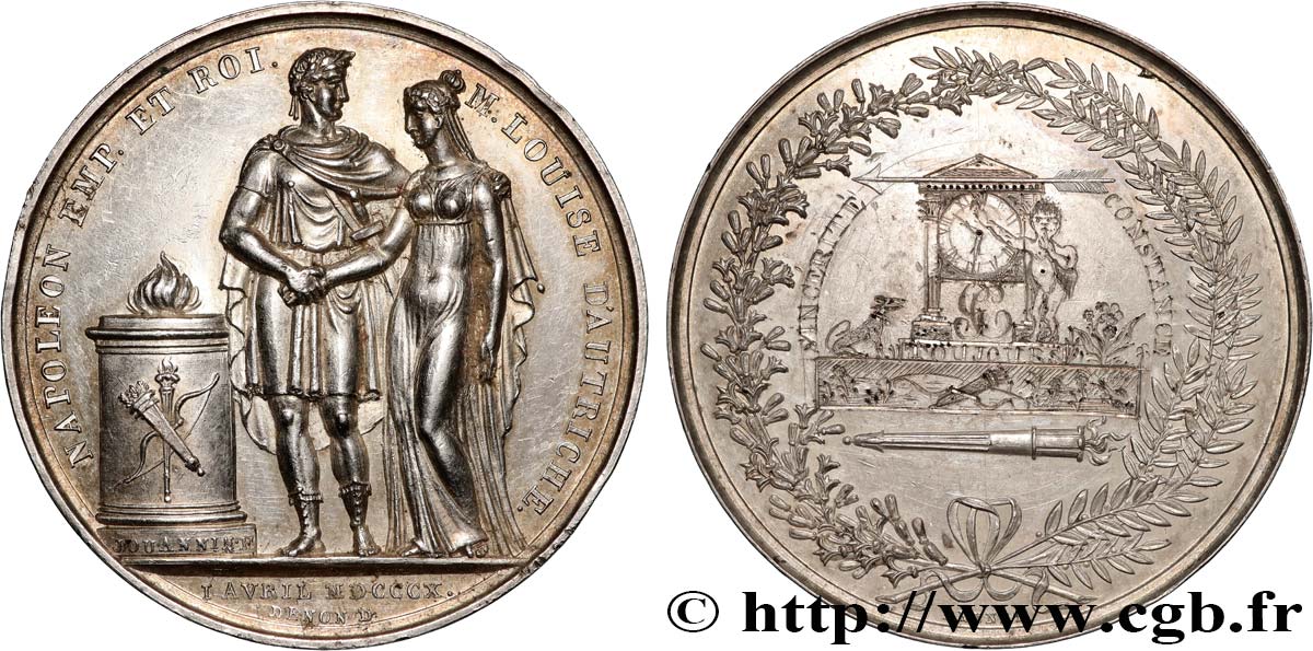 NAPOLEON S EMPIRE Médaille de mariage, Napoléon Ier et Marie-Louise d’Autriche AU