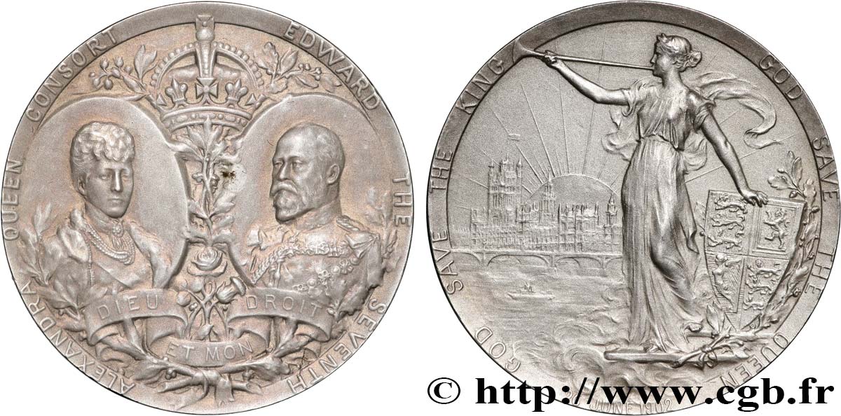 GRANDE-BRETAGNE - ÉDOUARD VII Médaille, Couronnement d’Édouard VII SUP