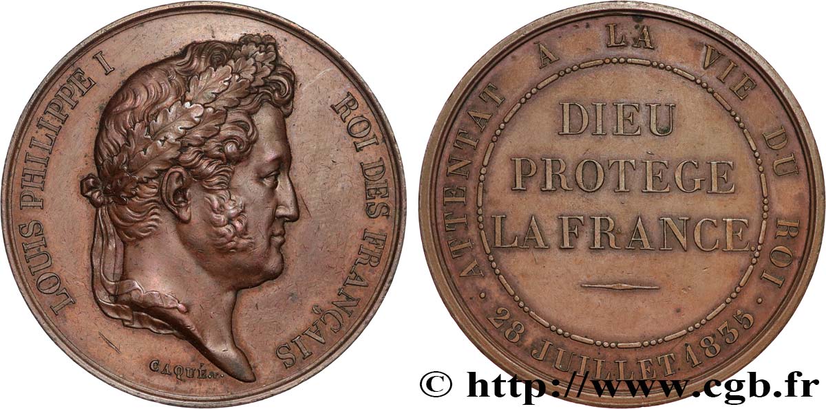 LUIGI FILIPPO I Médaille, Attentat à la vie du roi q.SPL/SPL