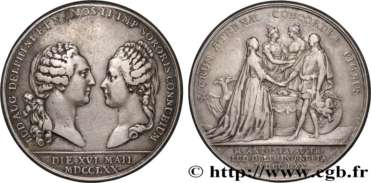 DAUPHINÉ - LOUIS X, DAUPHIN (futur LOUIS XVI) Médaille, Mariage du dauphin Louis et de l archiduchesse Marie-Antoinette TTB