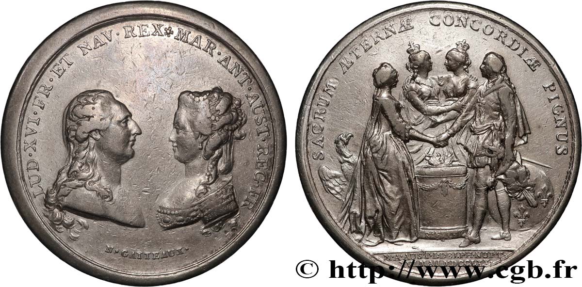 LOUIS XVI Médaille, Mariage du dauphin Louis et de l archiduchesse Marie-Antoinette TB+