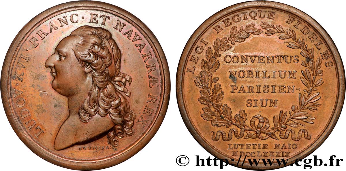 LOUIS XVI Médaille, États Généraux de la noblesse parisienne AU