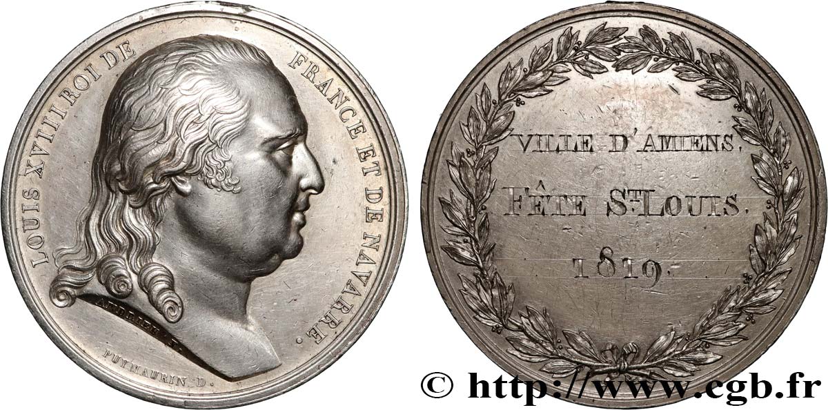 LOUIS XVIII Médaille, Fête Saint Louis XF
