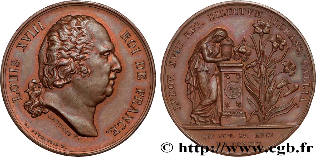 LOUIS XVIII Médaille, Mort de Louis XVIII AU