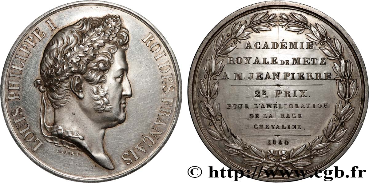 LOUIS-PHILIPPE I Médaille, Académie Royale, 2e prix pour l’amélioration de la race chevaline AU