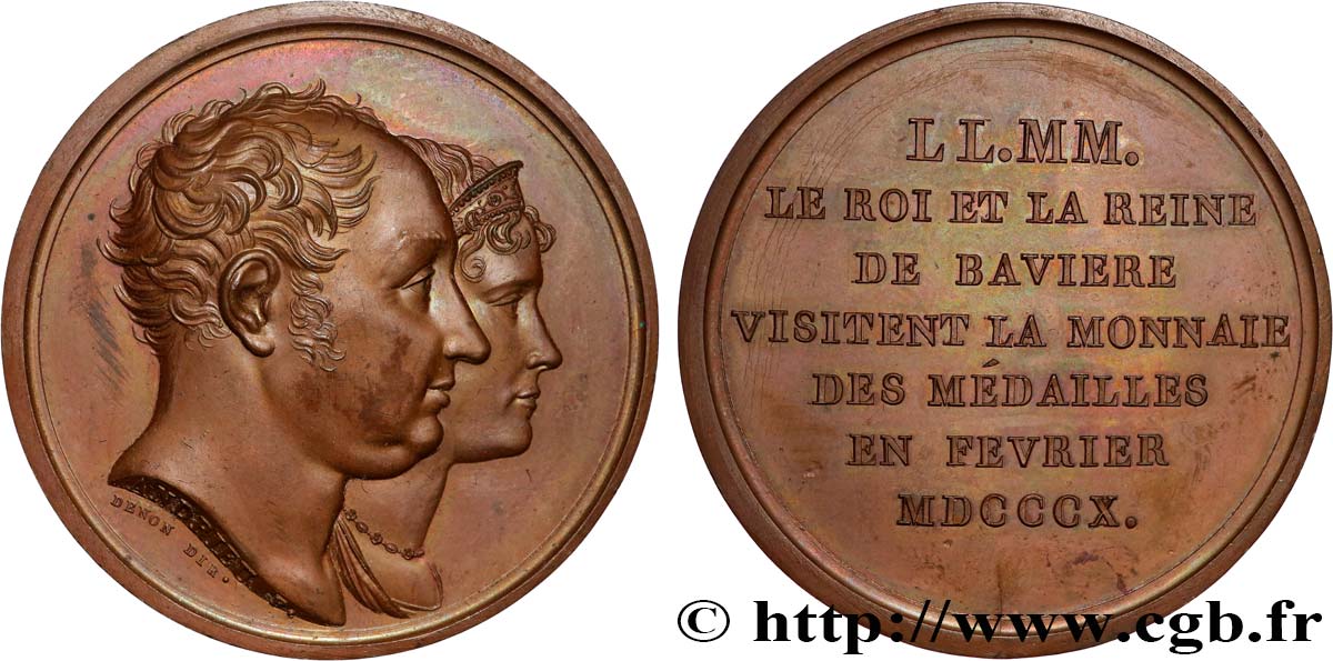 GESCHICHTE FRANKREICHS Médaille, Le Roi et la Reine de Bavière visitent la Monnaie des Médailles VZ+