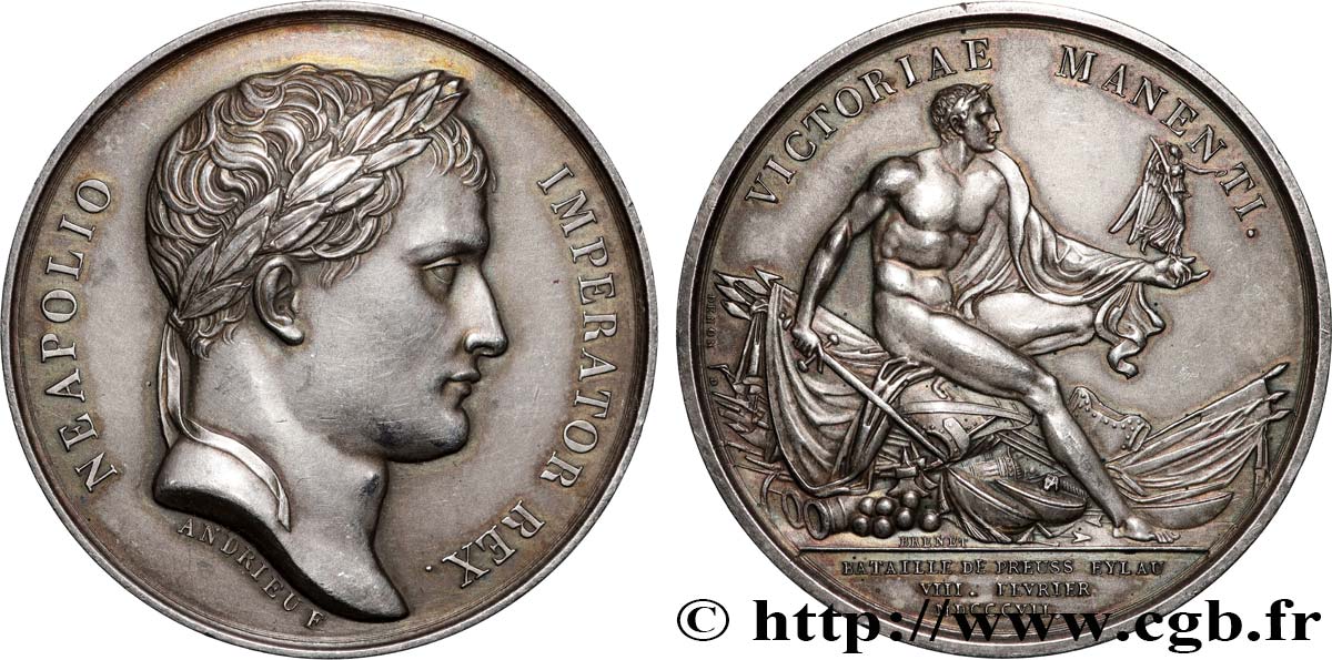 NAPOLEON S EMPIRE Médaille, Bataille d’Eylau, refrappe AU/AU