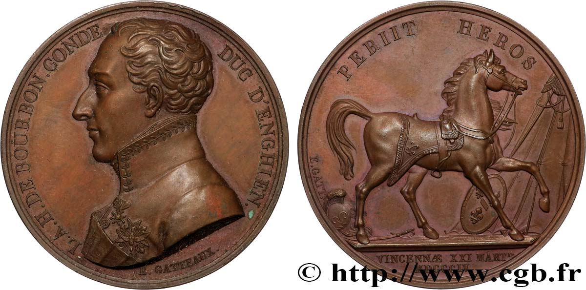 PREMIER EMPIRE Médaille, Mort du Duc d’Enghien, Louis-Antoine-Henri de Bourbon-Condé SUP+