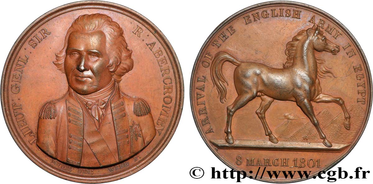 GRANDE-BRETAGNE - GEORGES III Médaille, Débarquement de l armée du général Sir Ralph Abercromby en Égypte SUP/TTB+