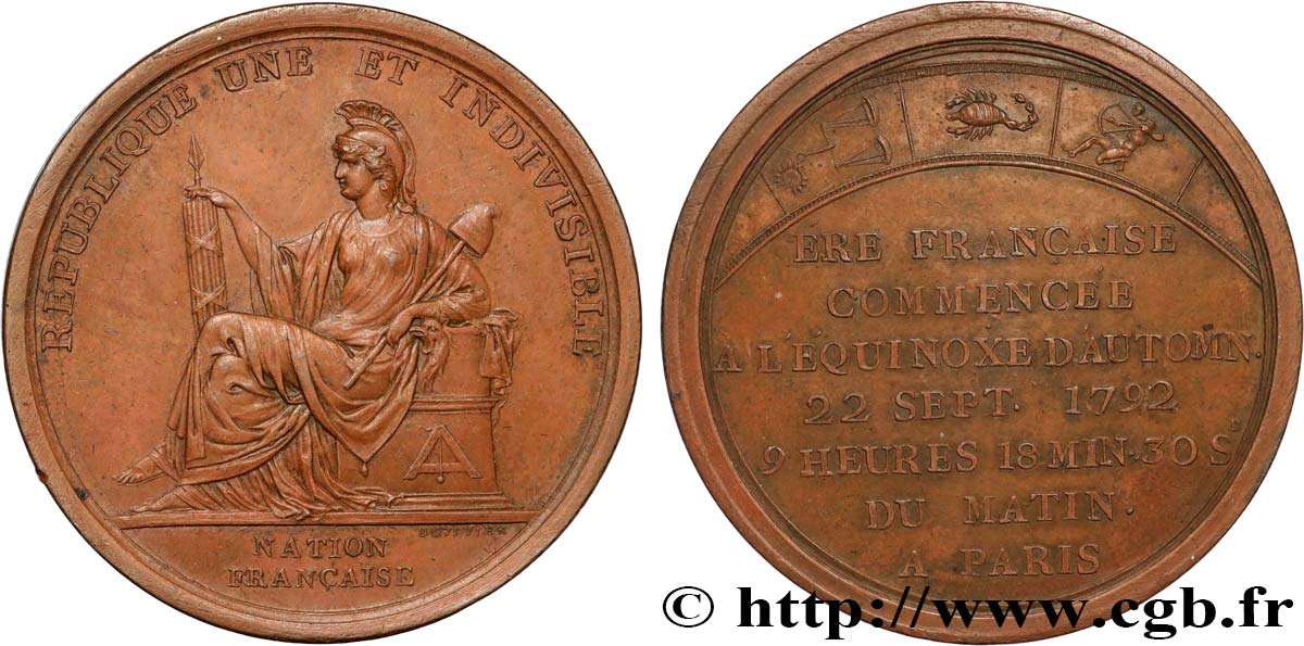 THE CONVENTION Médaille, Calendrier républicain AU