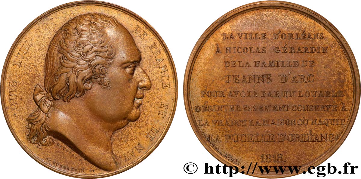 LOUIS XVIII Médaille, Hommage à Nicolas Gerardin AU